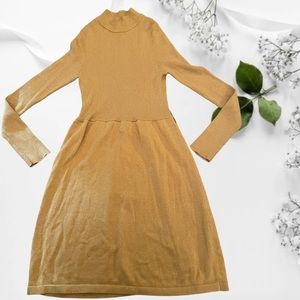 Free People Gold French Girl Lurex Dress Metallic Knit